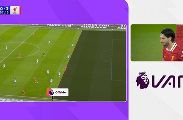Hình ảnh VAR về bàn thắng 3-0 bị từ chối của Liverpool