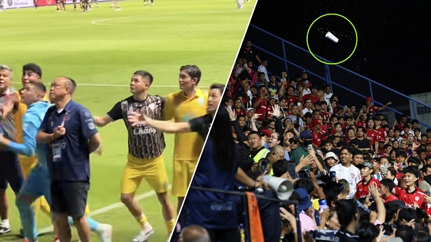 Hỗn chiến ở Thai League, chủ tịch bị CĐV đối thủ ném đồ