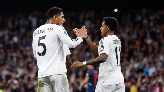 Rodrygo cảm ơn Bellingham sau cú đúp kiến tạo